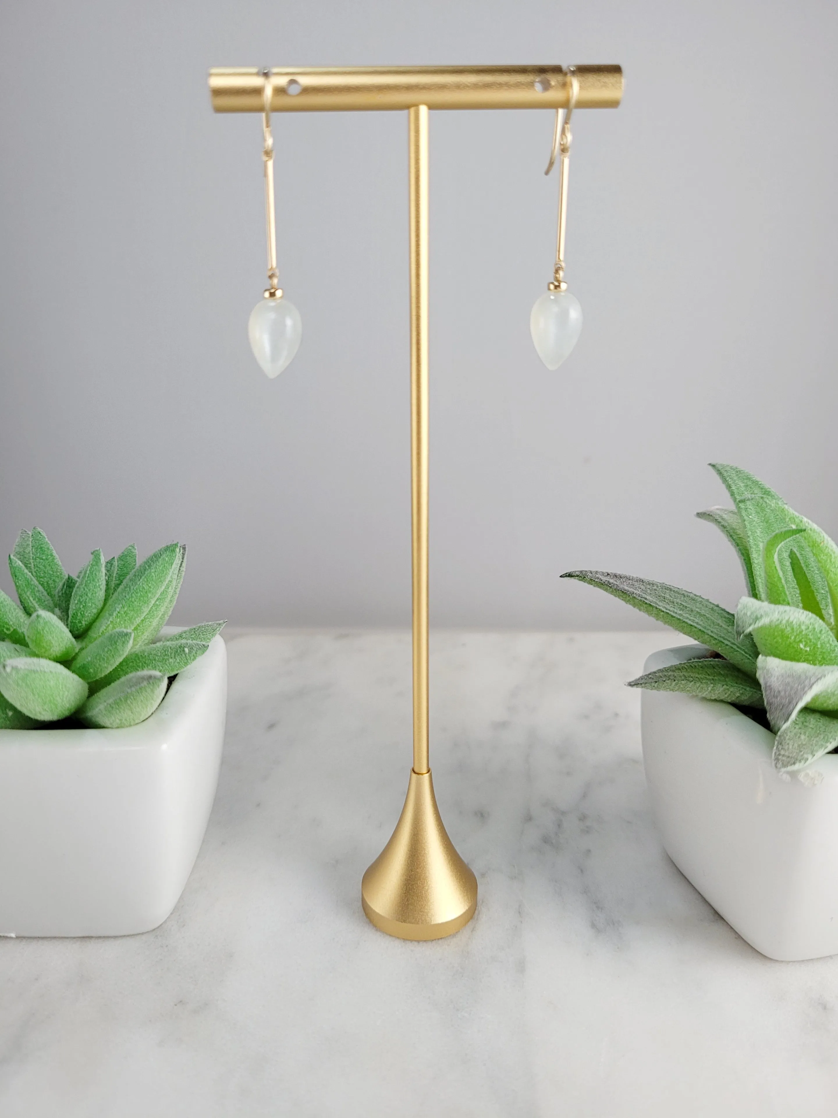 White Moonstone Drop Earrings
