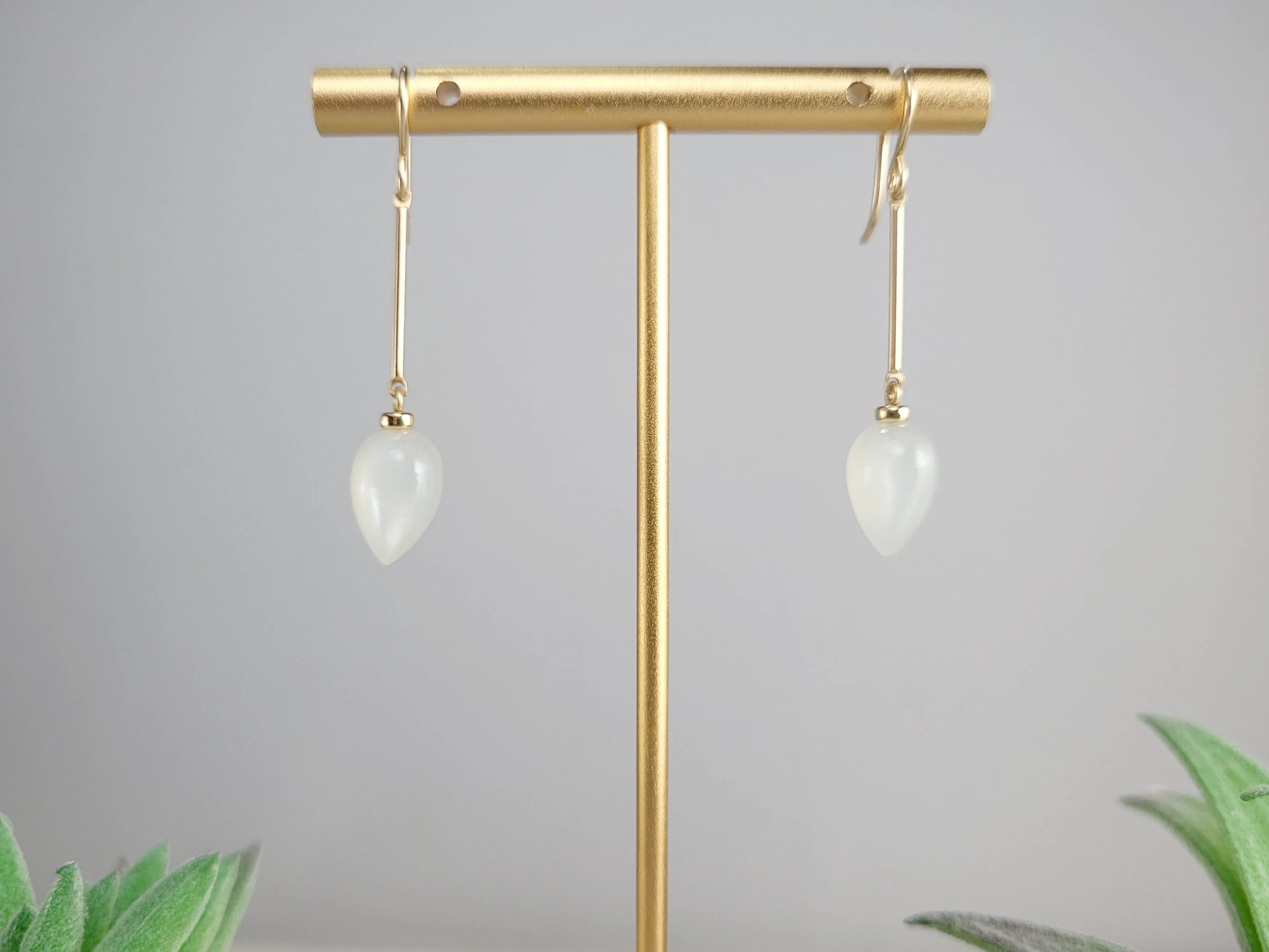 White Moonstone Drop Earrings