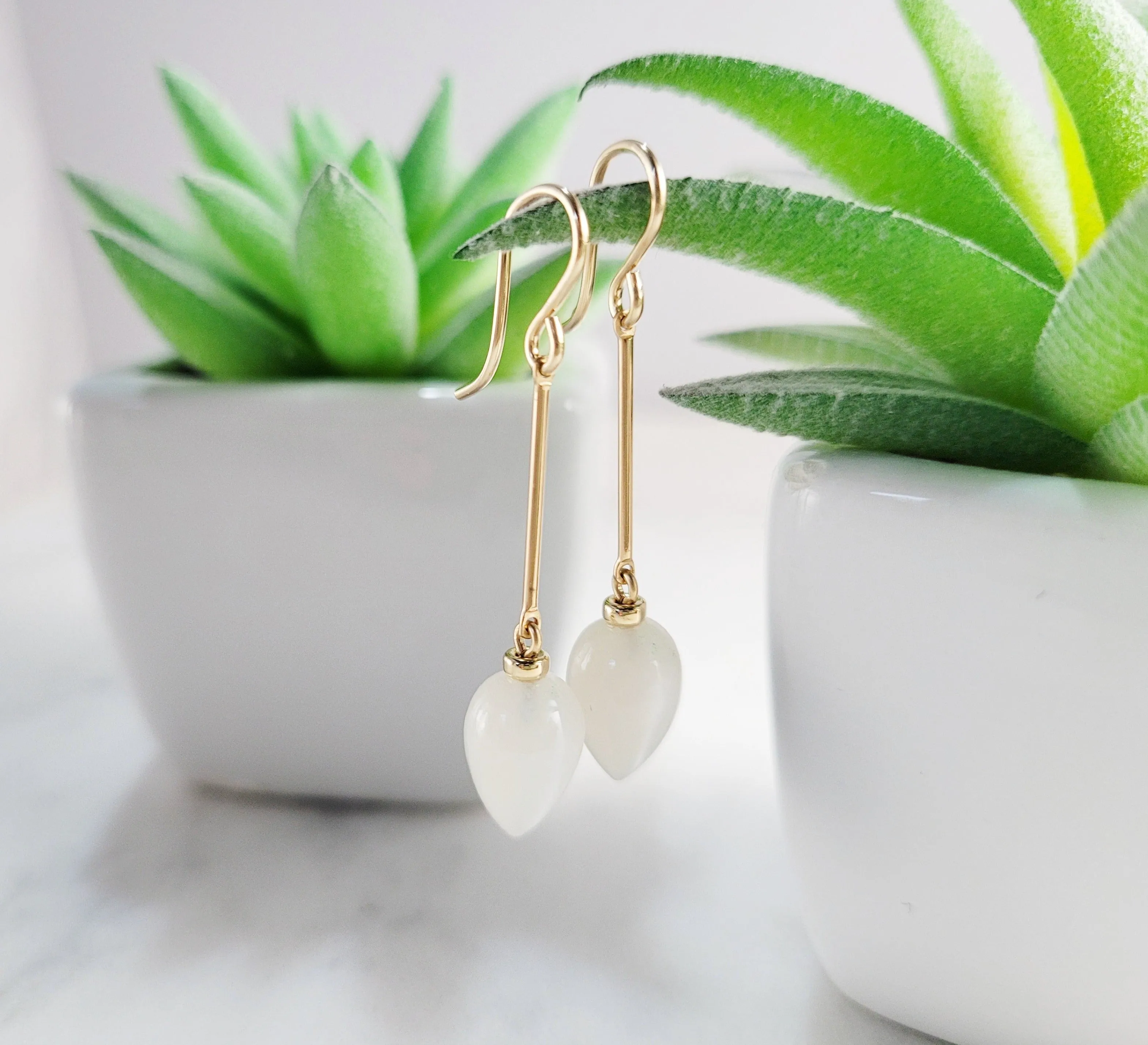 White Moonstone Drop Earrings