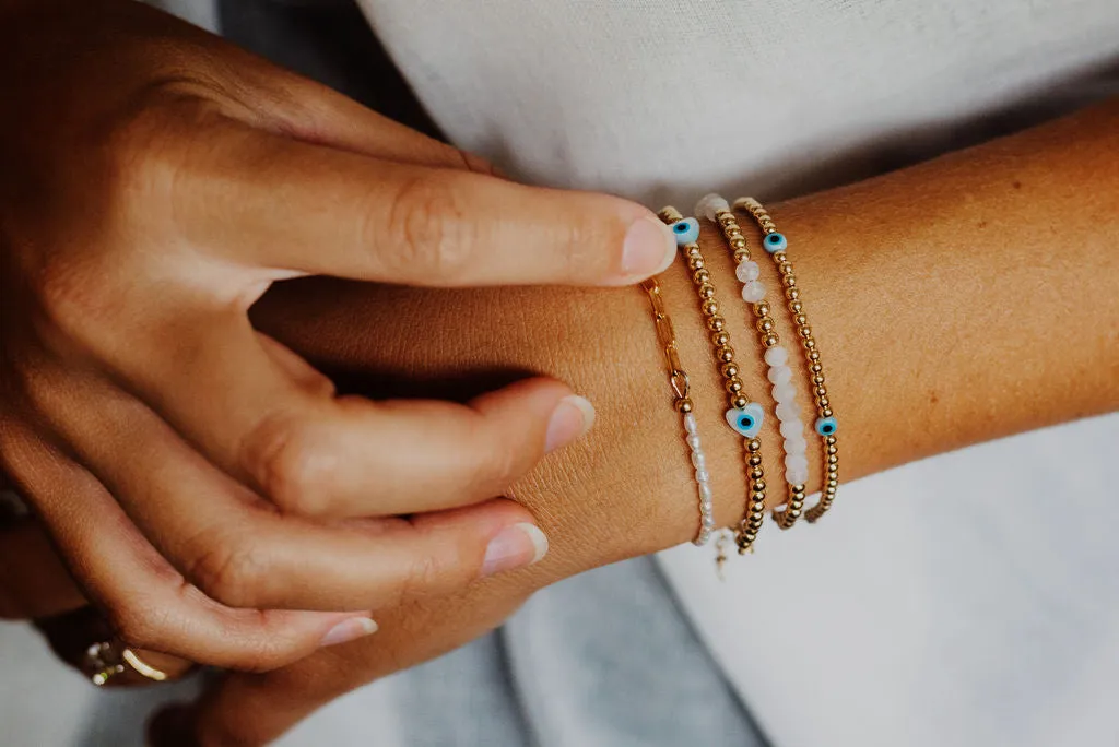 White Moonstone Gold Filled Bracelet