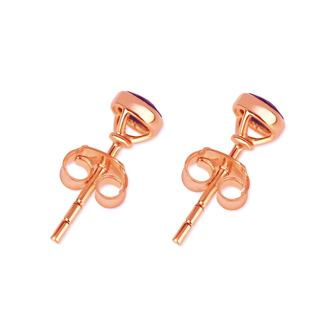 White Quartz Mini Stud Earrings | Rose Gold - April