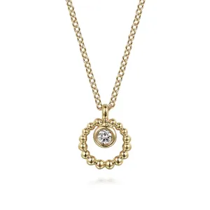 White Sapphire Beaded Necklace in 14K Yellow Gold