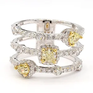 Yellow and White Diamond Spiral Ring