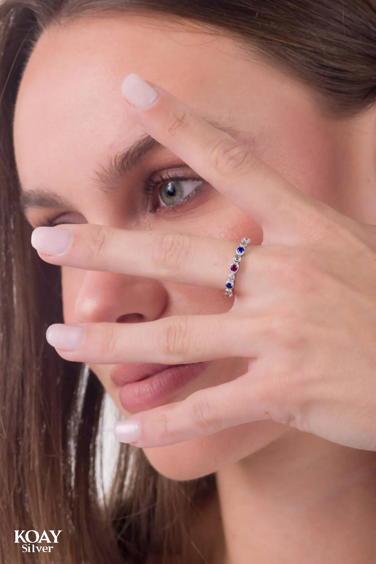Zircon Ring (041-Pink & Blue)