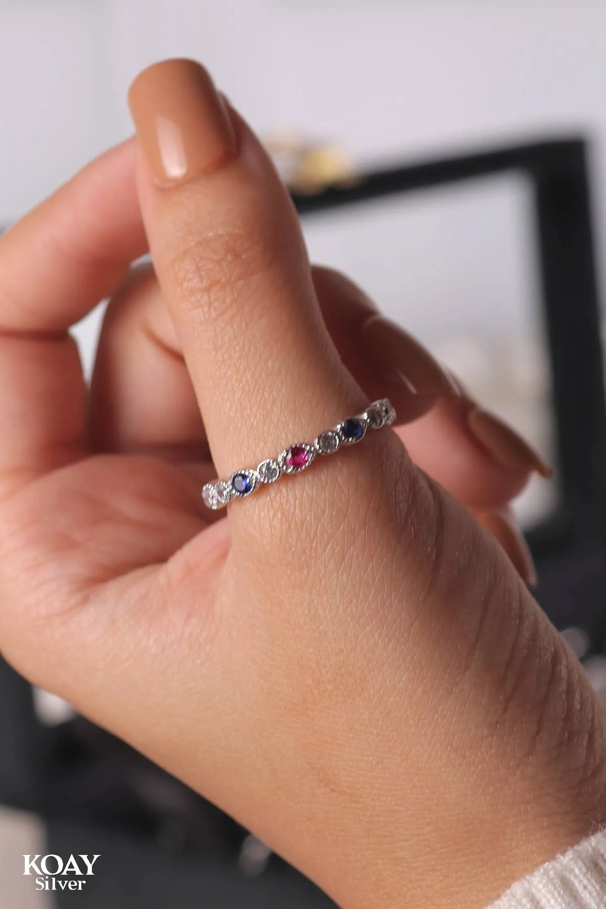 Zircon Ring (041-Pink & Blue)